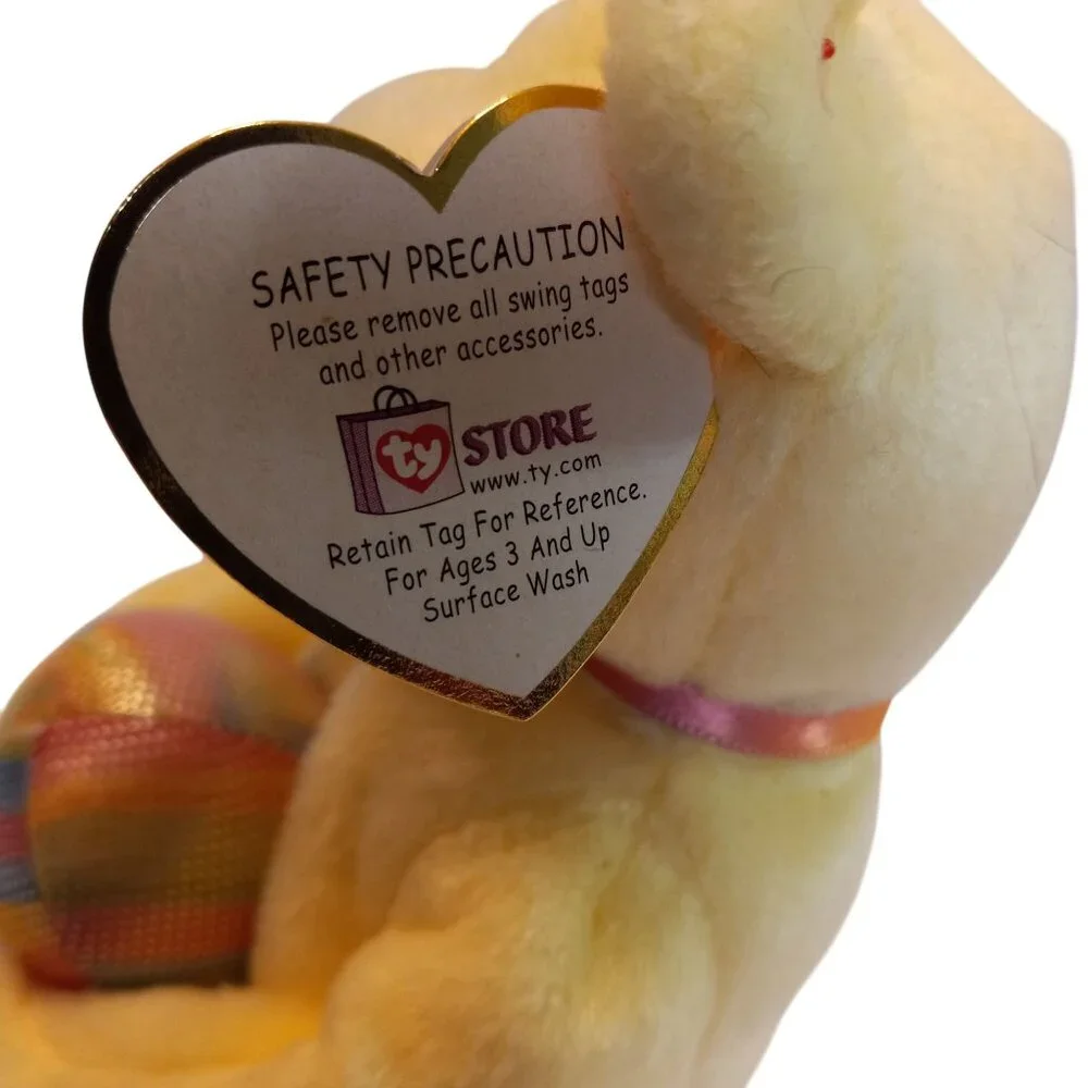 Ty Beanie Babies Bear Eggbeart Stuffed Plush 2004 Easter Yellow Ribbon Egg NEW - Picture 8 of 10
